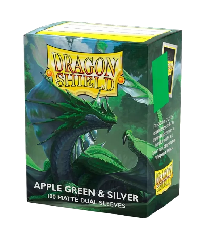 Fundas Standard Matte Dual (100 unidades) Apple Green & Silver - Dragon Shield