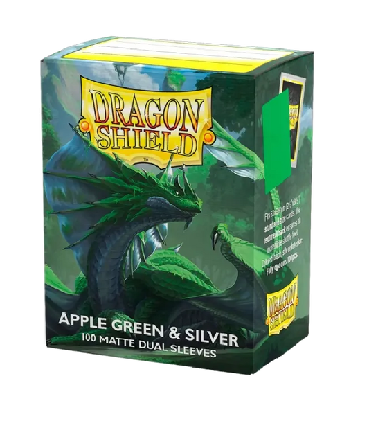 Fundas Standard Matte Dual (100 unidades) Apple Green & Silver - Dragon Shield